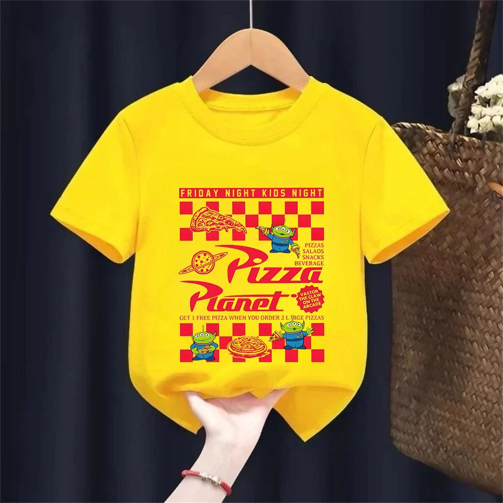 2026 Summer Toy Story Aliens Pattern Cotton T-Shirt Kids Unisex Short Sleeve for Daily Leisure and Theme Activities Wear