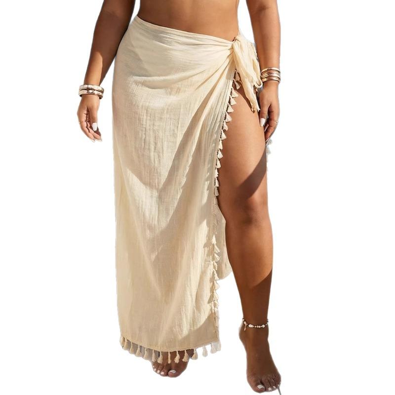 Plus Size Women S Beach Wrap Skirt One Piece Tie Strap Solid Color