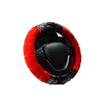 New Winter 38cm Universal Black+Red Plush Furry Thick Auto Car Steering Wheel Cover