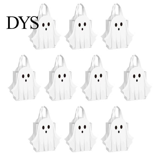 Foldable Trick or Treat Totes Halloween Ghost Cardboard Gift Bag, Cute Candy Goodie Bags Party Supplies for Children with Handle Birthday, Favors
