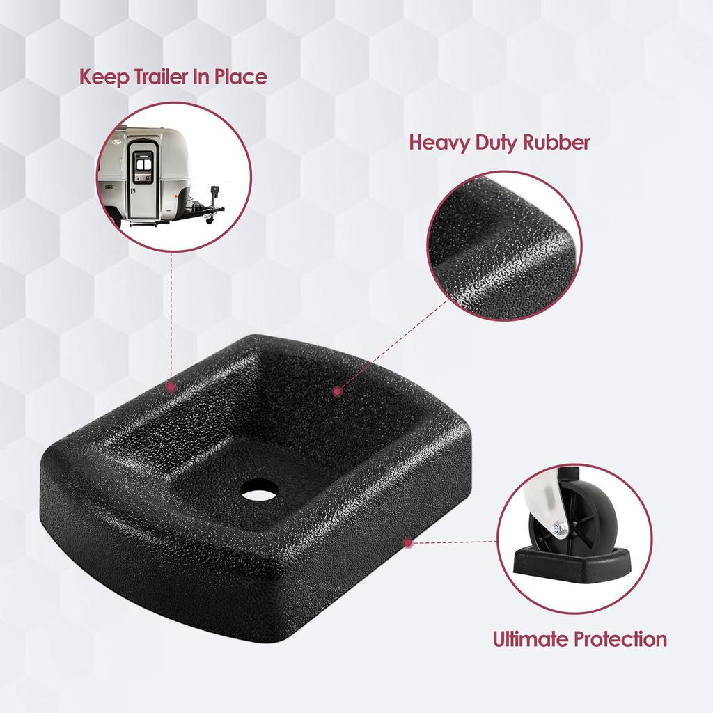 LEORAY Jack Wheel Chock, Reinforced Rubber Jack Caster Wheel Dock For Caravans And Trailers