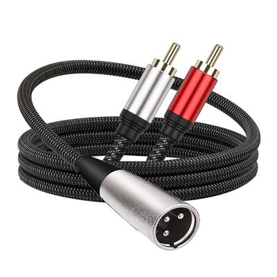 Câble XLR vers 2 RCA Professionnel Transmission de Signal Audio Claire Câble Splitter en Y XLR vers 2 RCA pour Amplificateur Casque Micro