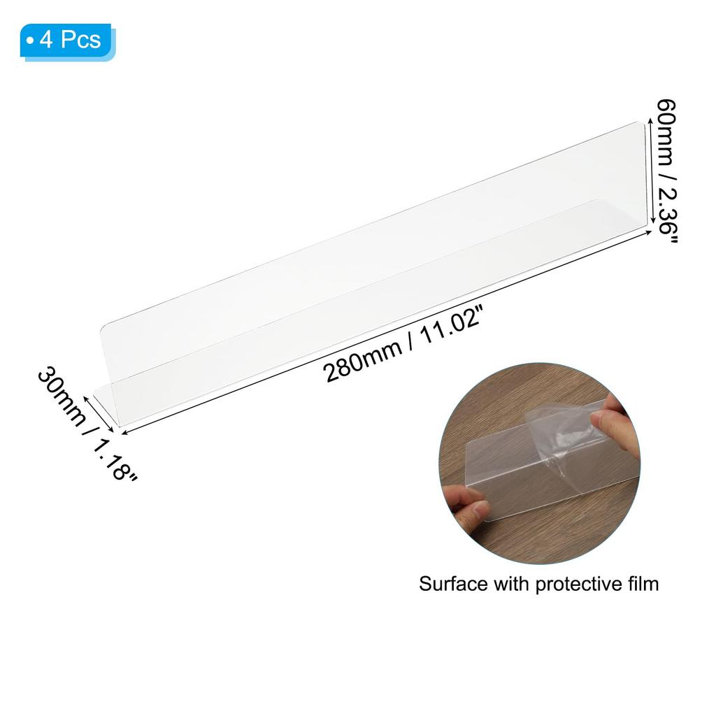 PATIKIL Closet Organizer Shelf X X Acrylic Closet Kitchen Cabinet for Clear Dividers, 4-Pack, 11.1 1.2 2.4" Separators, Shelves, Under-Bed Blockers,