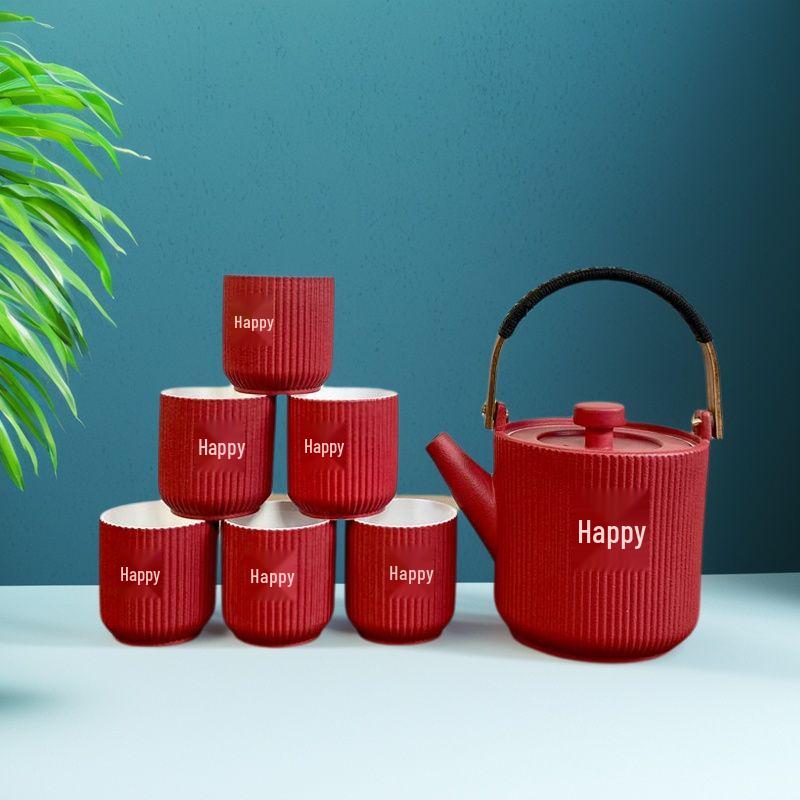 Wedding Tea Set: Teacups & Teapot Gift for Newlyweds, Perfect for Tea Ceremony, Toasting, & Dowry Souvenir