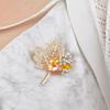 Exquisite Zirkon-Ahornblatt-Broschen für Damen, luxuriöser Strass-Pflanzen-Corsage-Schmuck für Kleider, Jacken und Partys