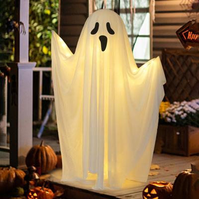 Yousheng Halloween Light-up Ghost Decoration with LED Light Outdoor Spooky Standing White Ghost for Porch Fireplace Party Garden Decor