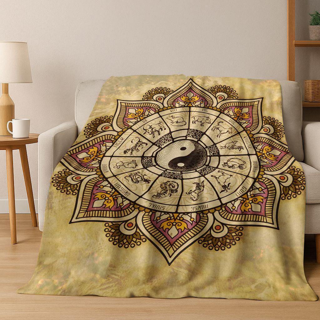 Nature Balance Yin Yang Tai Chi Black White Energy Flannel Blanket,Cozy Soft Throw Blanket for Home Bedroom Bed Sofa Cover Gift