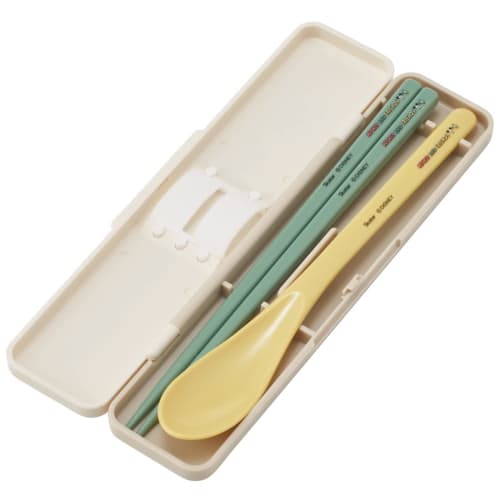 Skater Chopstick Spoon Combination Set 18cm Antibacterial Treated Lunch Box for Adults Comes with Silicone Cushion and Doesn't Make a Sound Made in Ja