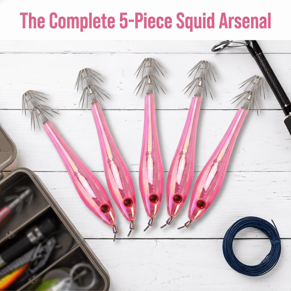 5PCS 9.5cm Squid Jig Lures Glow In Dark Squid Jig Hooks Squid Fishing Lures Saltwater Fishing
