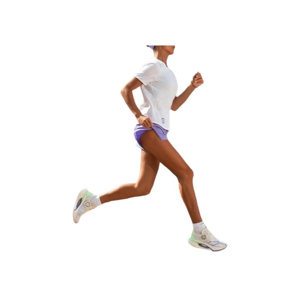 Li-Ning Running Series Letter Logo Print Quick-Dry Round Neck Short Sleeve T-Shirt Women Tops Standard-White ATST520-2