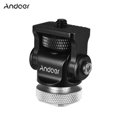 180 Degrees Rotary Mini Ball Head Ballhead Mount Adapter 1/4 Inch Screw with Wrench for DSLR Camera Microphone