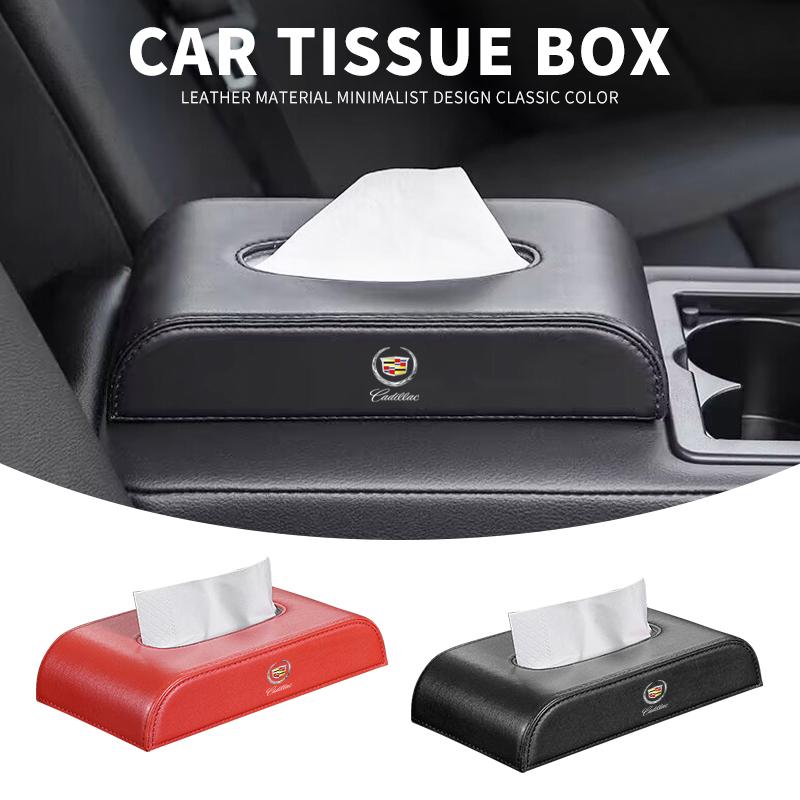 Caixa de Tecido de Couro para Carro Bolsa de Guardanapo Papel Toalha para Veículo Acessórios de Armazenamento Para Cadillac XT4 XT6 CTS DTS STS XTS ATS BLS SLS CT5