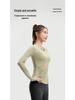 Juyitang Seamless V-Neck Long-Sleeve Yoga Suit with Pleated Waist and Slim-Fit Top