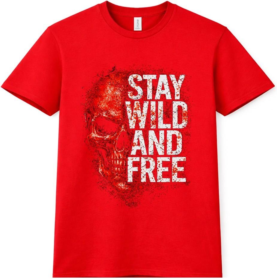 Skull T Shirt Stay Wild And Free Rebel Gothic Biker Graphic Vintage Tee S