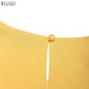 ZANZEA Women Casual Round Neck 3/4 Sleeve Loose Dress