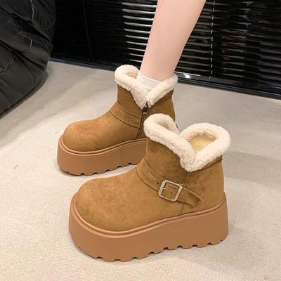 Height-increasing Thick-soled Shoes, Snow Boots, Women's Shoes, Short Boots, New Fleece Cotton Shoes