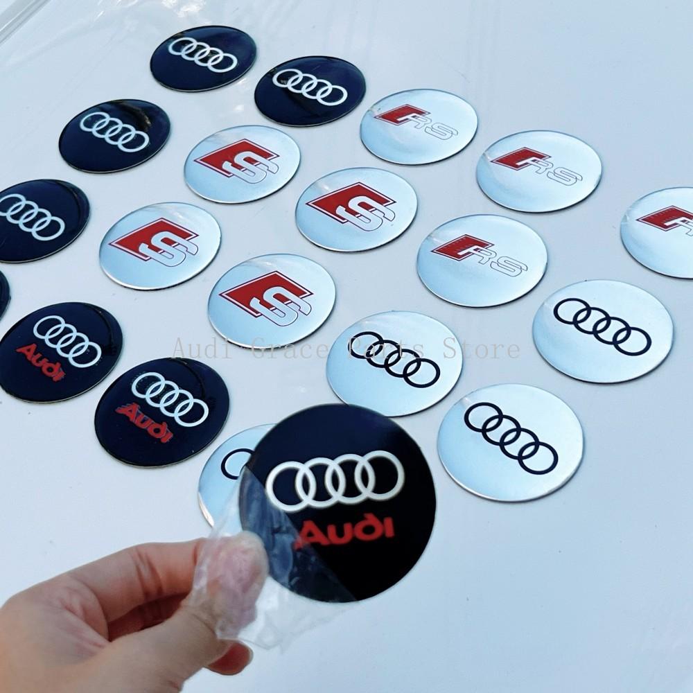 For Audi A34Pcs For Audi A1 A3 A4 A5 A6 A7 Q3 Q5 Q7 RS3 RS4 RS5 S3 S4 56mm Car Wheel Hub Cap Center Sticker Emblem Badge Decal Accessories