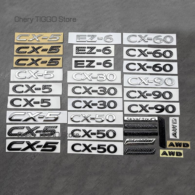 ABS pro Mazda CX-30 CX-50 CX-60 CX-90 EZ-6 CX-5 Logo s písmeny na auto BT Samolepka Odznak na zadní nárazník Auto Zadní kufr Znak Příslušenství sqmhc03