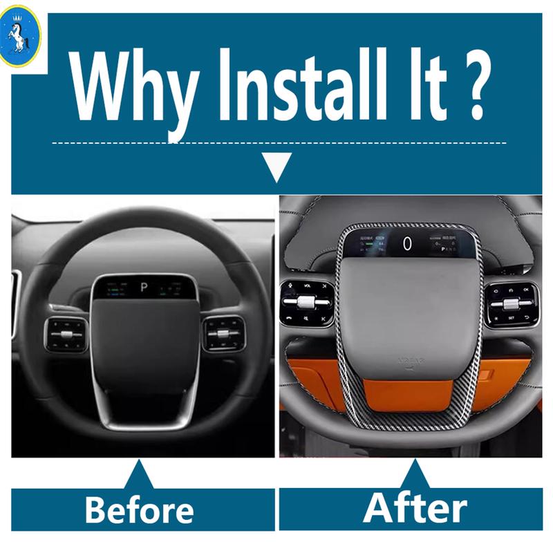 Carbon Fiber Look Steering Wheel Bottom Frame Cover Trim For LiXiang L6 L7 L8 L9 - 2025 Exterior Accessories