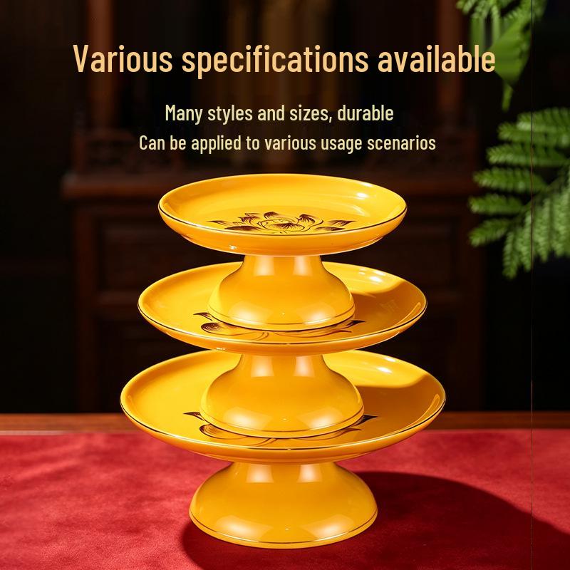 Ceramic Offering Plate – Ideal for Guanyin, Buddha, and God of Wealth. Perfect for home fruit offerings.