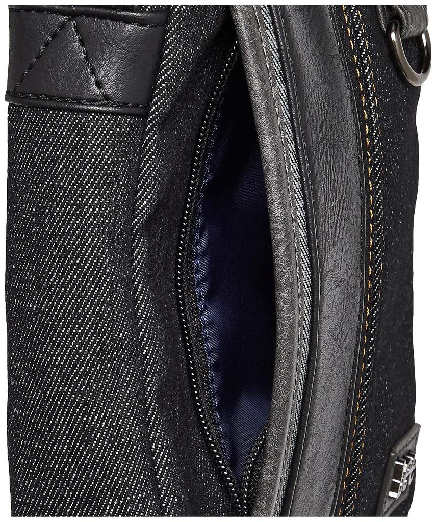 Lee Symbole Mini Shoulder Denim X Faux Black Bag, Leather, 320-3263,