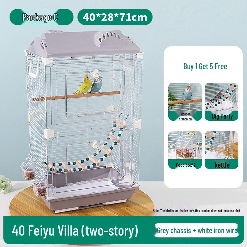 Large Ornamental Birdcage for Budgerigars, Cockatiels, & Finches with Acrylic Panels