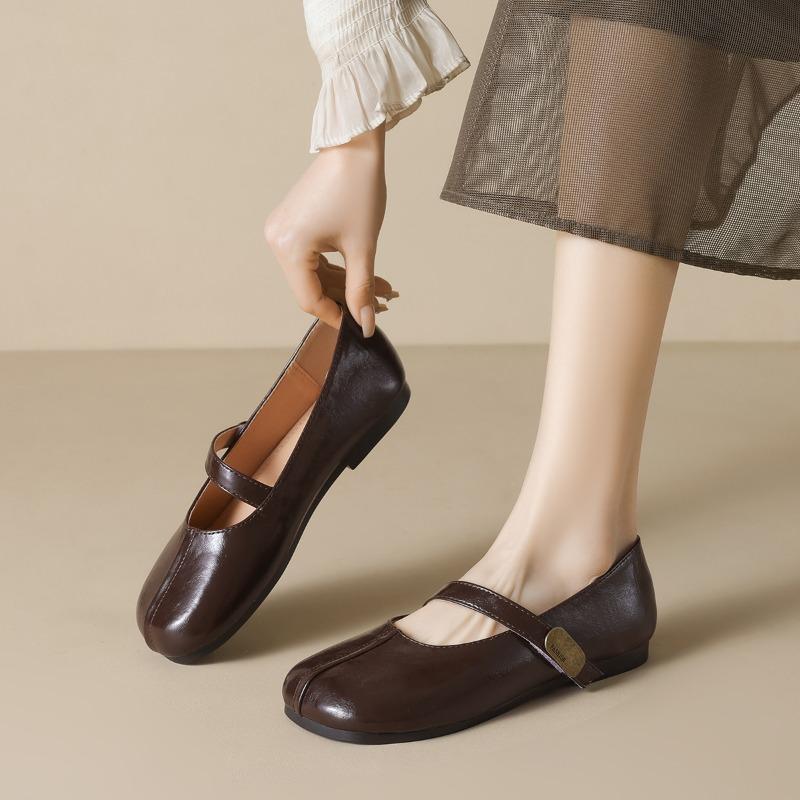 Women's Shoes 2025 Fashion Comfortable Mary Janes Square Button Metal Decoration Flat Shoes Concise Soft Soled Casual Shoes