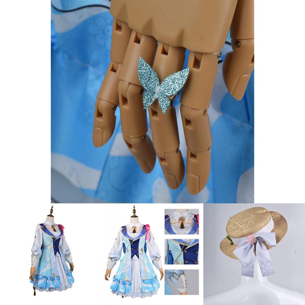 Genshin Impact Kamisato Ayaka Cosplay Costume Wig Flower Dress Hat Halloween