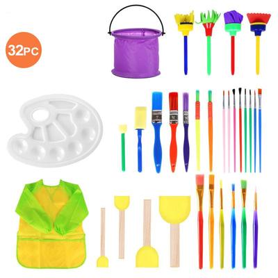 32Pcs Children's Art Painting Sponge Brush Set Early Learning Graffiti Painting Art Supplies