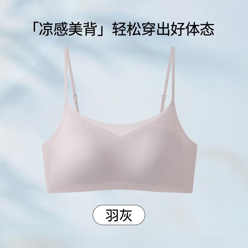 Summer thin simple ultra-thin cool breathable bra without steel ring gathering anti-sagging ice silk seamless back underwear
