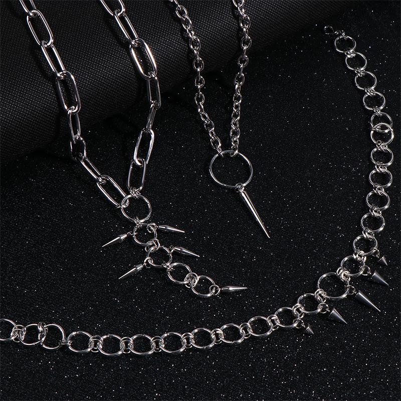 Goth Spiky Round Link Chain Choker For Women Men Punk Y2K Titanium Steel Rivet Cone Necklace Grunge Aesthetic Jewelry Gift
