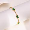 Chic Green Color CZ Stone Choker Necklaces for Women Jewelry, Gold Color Stainless Steel Chain Collar, Ladies Girls Party Gift