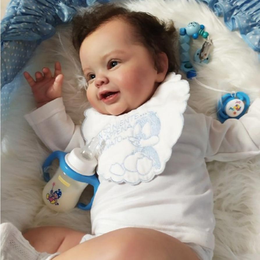 

BZDOLL Realistic 50CM 3D-Paint Skin Soft vinyl Reborn Baby For Girl Art Doll With Vascular Vein Dress Up Christmas Gift (not including pacifier chain) cloth body doll