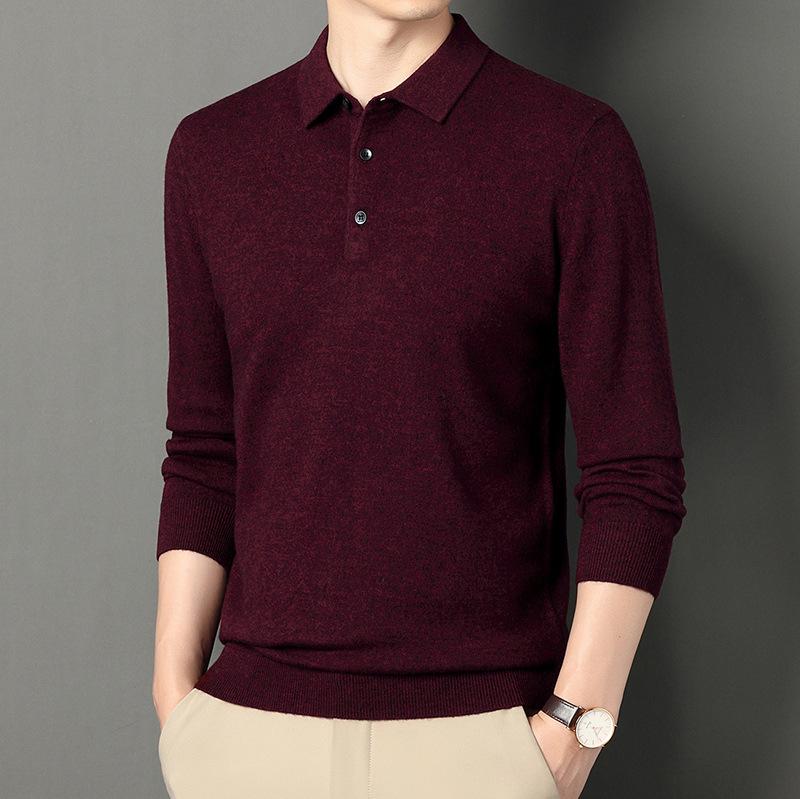 Autumn And Winter 100 Wool Men'S Casual Pure Wool Bottoming Shirt Middle-Aged And Young People Thickened Warm Wool Sweater