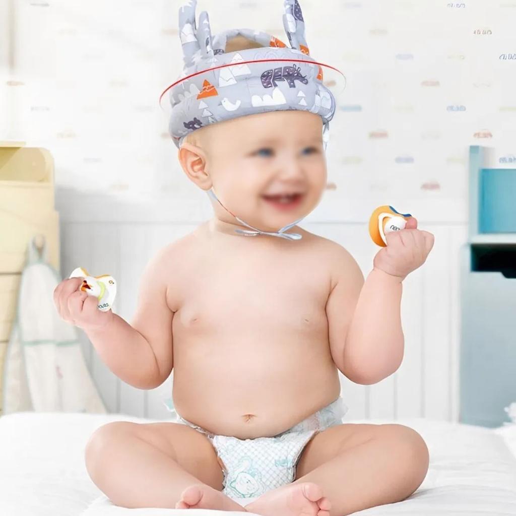 Baby-Sicherheitshelm Bequem Weich Atmungsaktiv Leichtgewicht Kleinkind-Schutzhelm für 5 bis 24 Monate Alt Grau