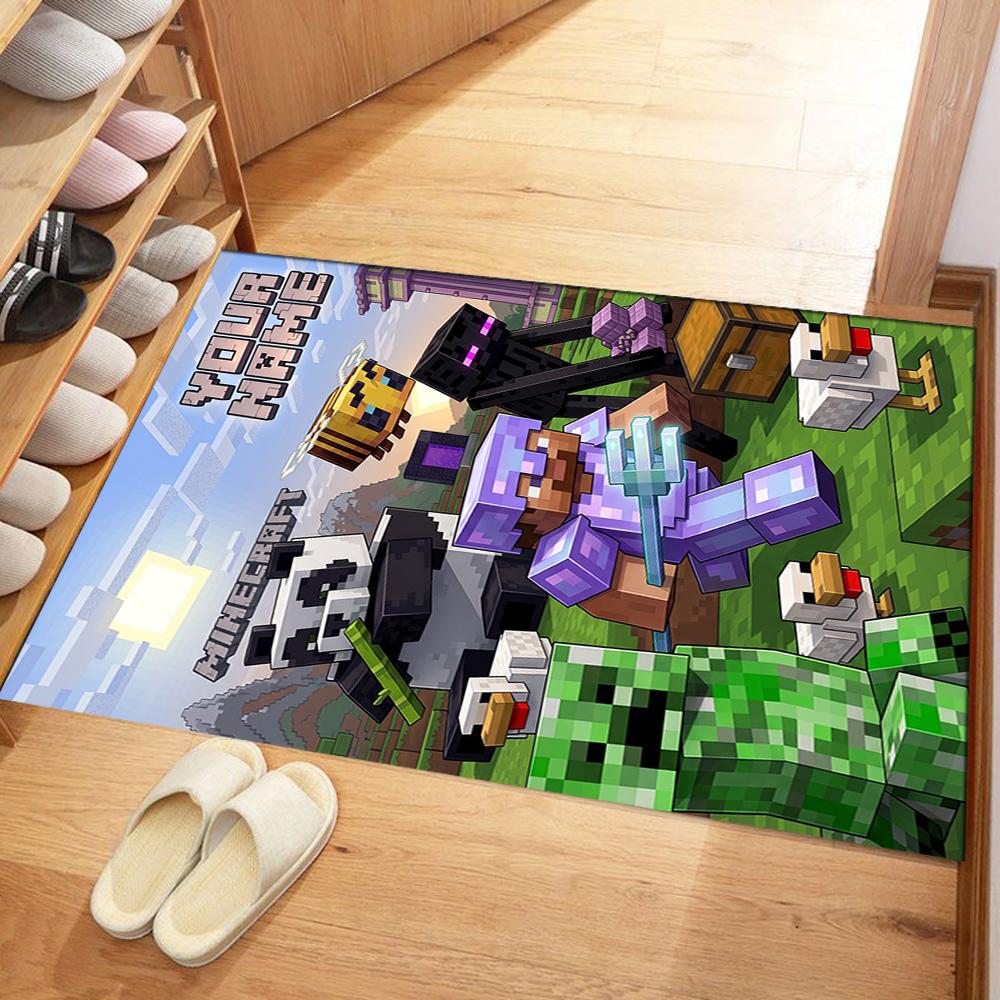 Minecraft Personalized Text Area Rug Design For Bedrooms Study Room Living Rooms Kitchen Antislip Carpet Anime Office Decor Wedding Party Gift