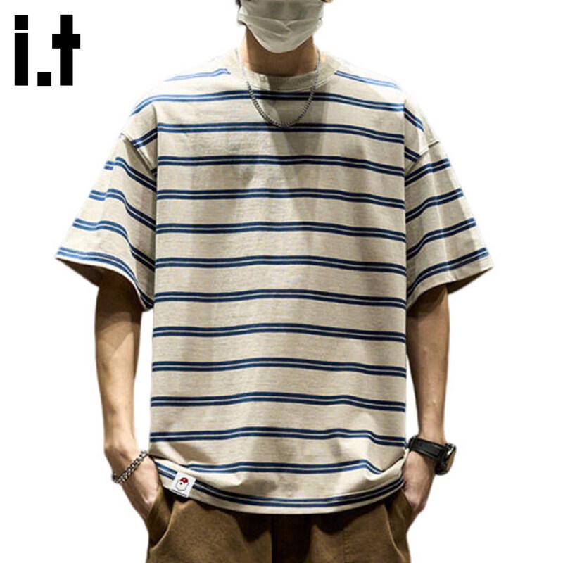CHOCOOLATEit Men's Heavyweight Striped Short Sleeve T-Shirt
