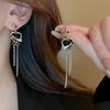 1 Pair Heart Shape Stud Earrings Long Chain Drop Earrings Light Luxury Tassel Earrings for Women
