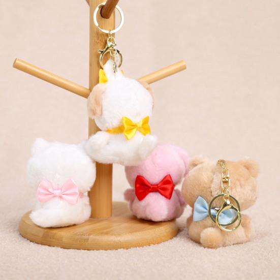 Plush Animal Keychain Stuffed Cartoon Dog Cat Rabbit Bear Doll Key Ring Pendant Bag Charm Backpack Hanging Decoration
