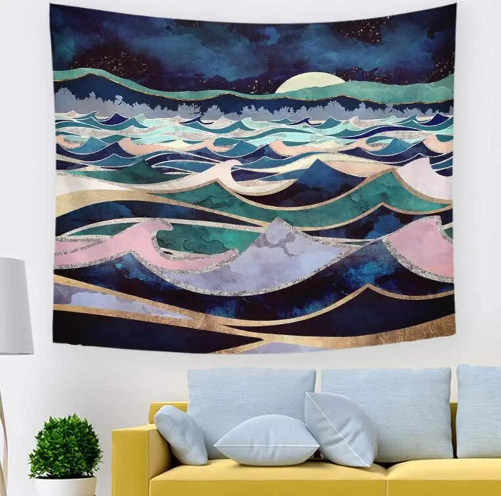 Mountain Tapestry Forest Tree Tapestries Sunset Nature Landscape Wall Hanging Abstract Wall Tapestry for Living Room Dorm Decor