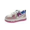 Girls Pink Thick Baseplate Shoes Women's Spring and Autumn New Versatile Leather Casual White Shoes