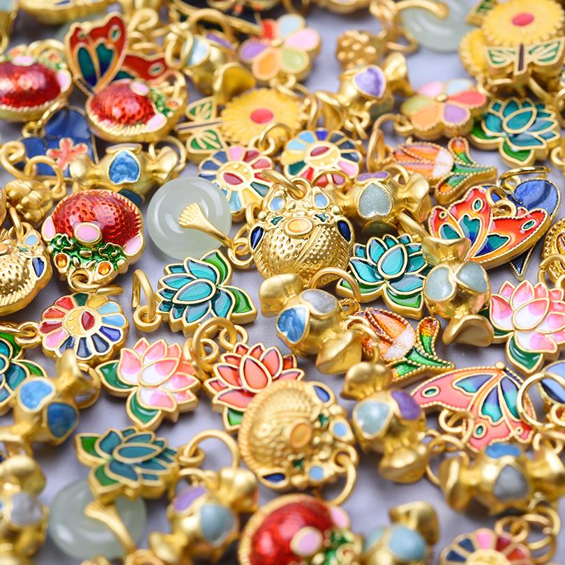 16pcs/Lot Mixed Plant Flower Enamel Charms For Jewelry Making Supplies Gold Color Sunflower Tulip Pendant DIY Bracelets Necklace