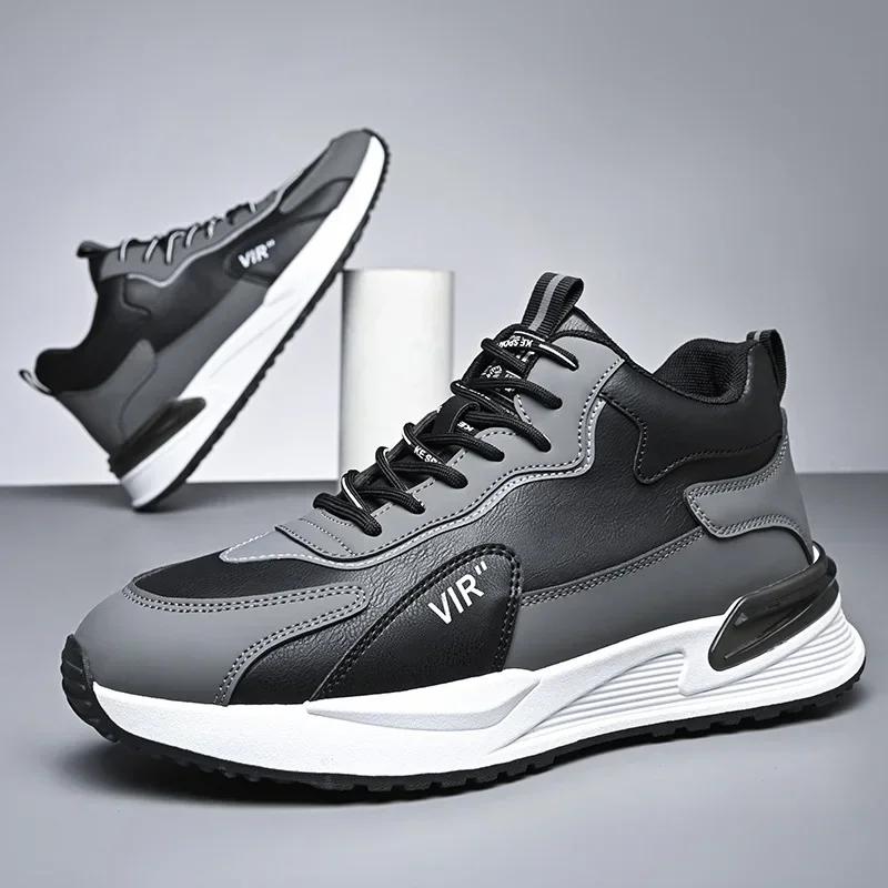 Fashion Men's Winter Casual Shoes  Winter Men's Sports Shoes Trendy  Leather Sneakers Non-Slip Outdoor Non-slip Warm Cotton Shoes