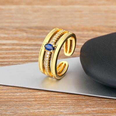 

Nidin New Fashion Multi-Layered Finger Open Adjustable Ring Dazzling Zircon Stone Daily Wear Statement Party Wedding Jewelry темно-синий