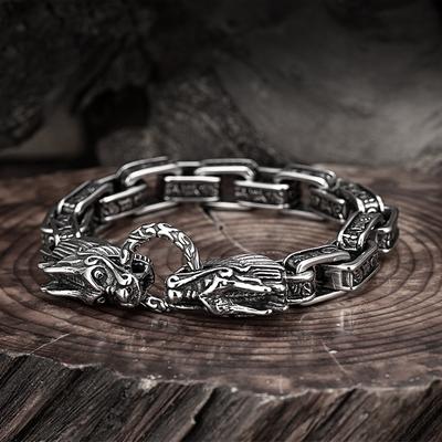 Vintage Trendy Männer Cast Edelstahl Drachen Armband Männlichen Sechs Charakter Wahre Worte Buddhismus Armreif Junge Punk Mode armband
