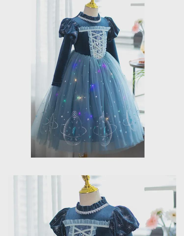 Elsa Princess Velvet Winter Dress for Girls - Thickened Skirt