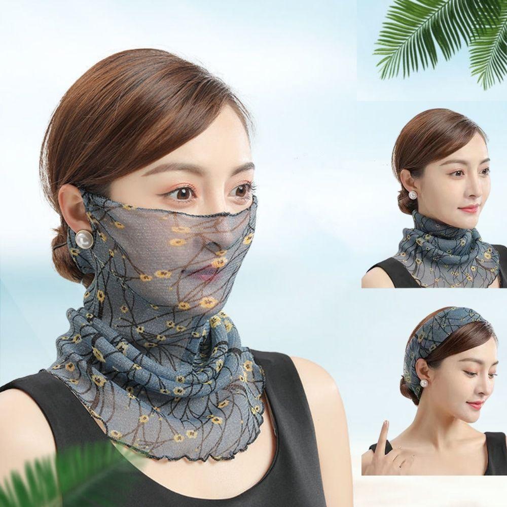 Summer Thin Anti-UV Scarf Women Driving Riding Chiffon Neck Collar Scarf Multi-Function UV Protection Mask Sunscreen For Face
