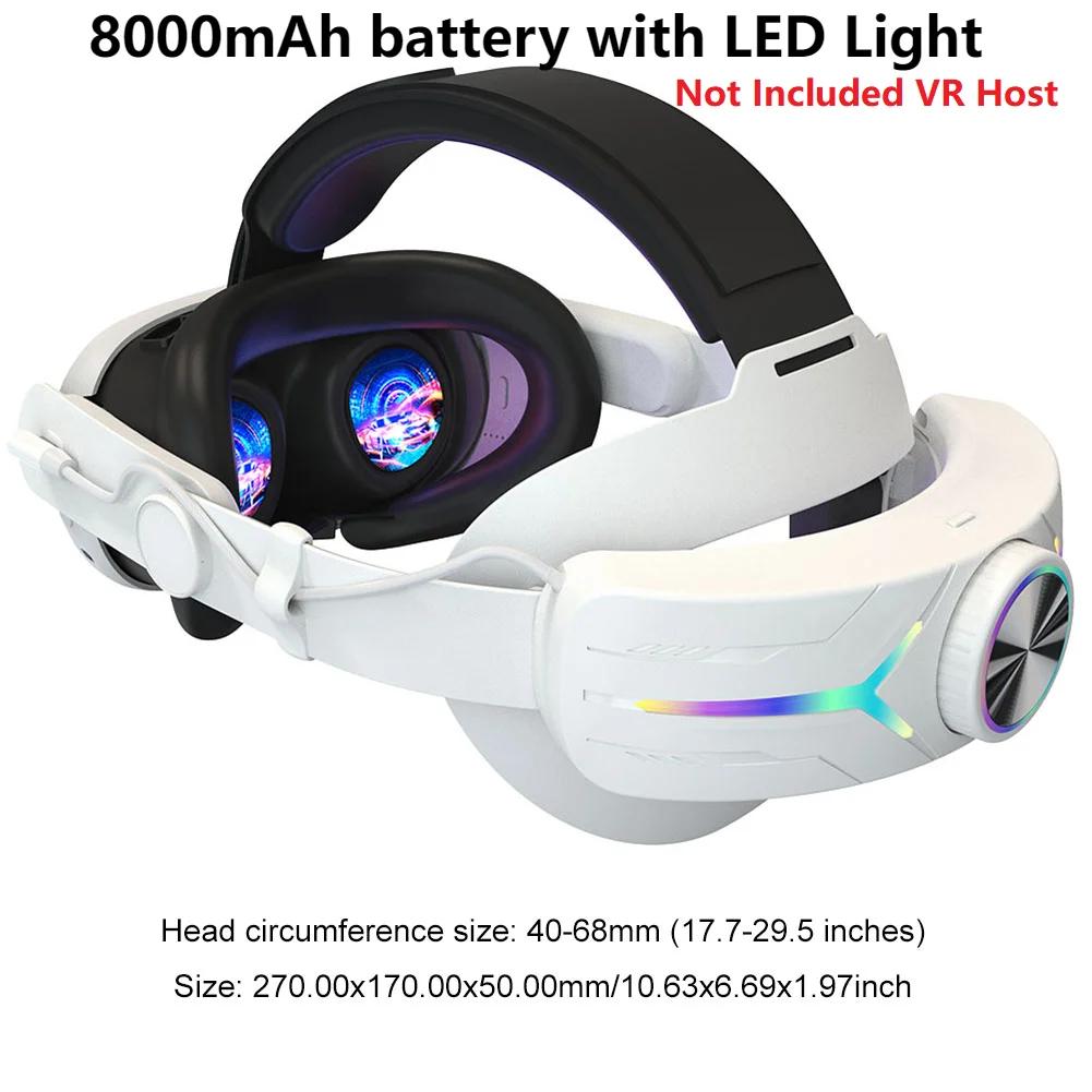 Huvudrem för Meta Quest 3 Komfortsvamp VR-huvudbonad Laddningsheadset med Inbyggda 8000/6000mAh Batterier för VR-tillbehör