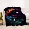 "Yin Yang Cosmic Harmony Wall Art Print"Blanket Flannel Throw Blanket for Sofa, Bed, Travel, Camping, Office