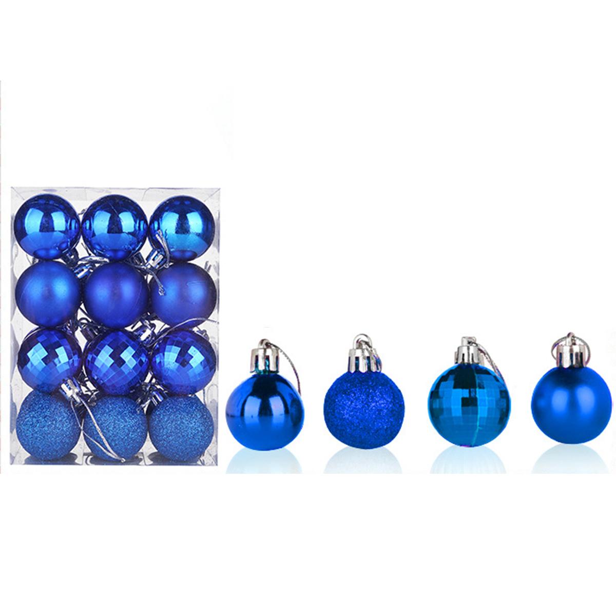 

Праздничный рождественский набор из 24 елочных шаров для декора дома и офиса синий